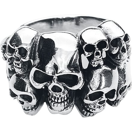 etNox hard and heavy - Gothic Ring - Skulls - voor Mannen - zilverkleurig