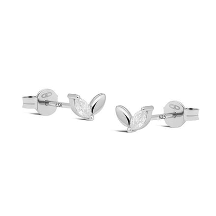 Karma Oorknoppen Zirkonia Leaf Iris Zilver