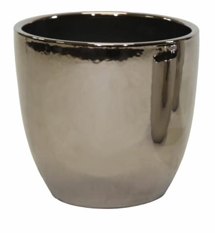 Mega Collections Bloempot Emperor - rond - zilver - D30 x H31 cm - glans