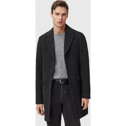 AllSaints Caspian Coat Cinder Black Marl Größe: 36 | Einreihige Mäntel Outlet | Herren | Schwarz