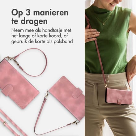 imoshion Hoesje - Geschikt voor Apple iPhone 14 / 13 - Bookcase met koord - Roze