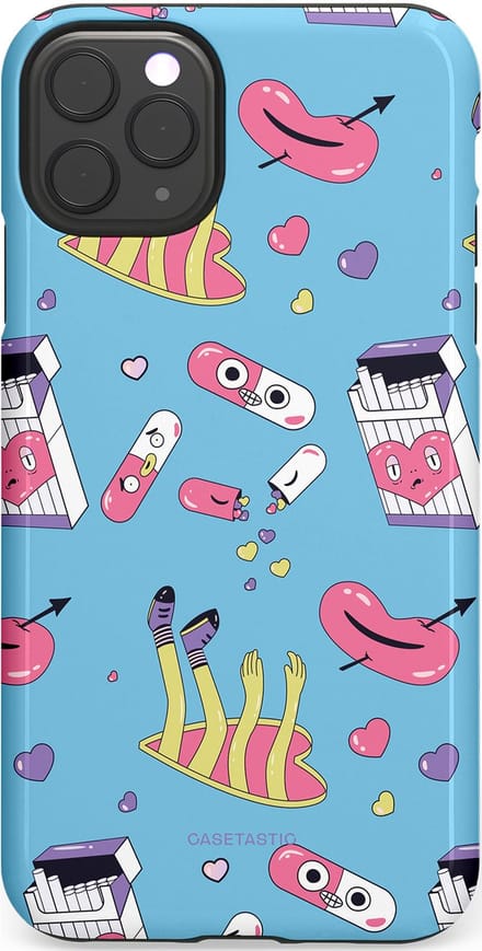 Casetastic hoesje geschikt voor Apple iPhone 11 Pro Max - Dubbellaagse bescherming - Liefdespil - Fashion Case - Lichtblauw Lichtgrijs Lila Roze