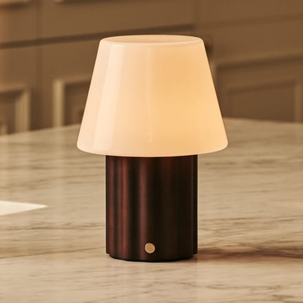 Tavellio Javi Oplaadbare Tafellamp – H22 – Hout en Glas – Donkerbruin