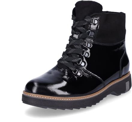 Waldläufer dames leren veterboot zwart lak 5