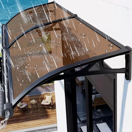 Voordeur Luifel - Overkapping Deur - Bescherming tegen regen - Slagvast polycarbonaat - 60 x 160 cm - Bruin