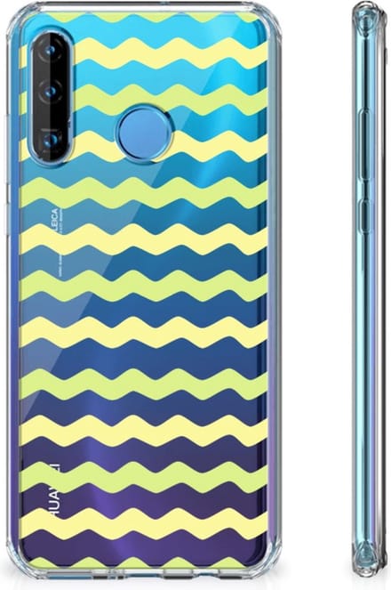 Huawei P30 Lite Doorzichtige Silicone Hoesje Waves Yellow