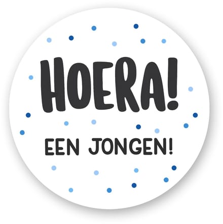 25x Sluitzegels “Hoera! Een jongen” – Geboorte – 4 cm