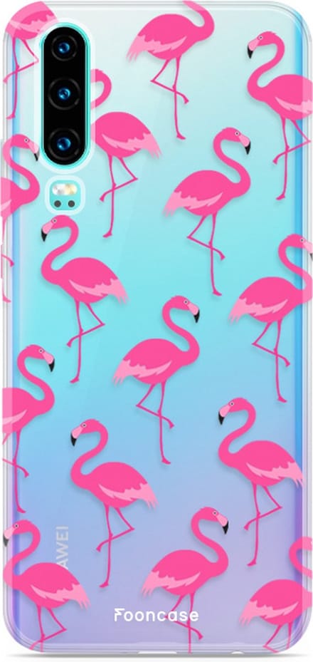 Fooncase Hoesje Geschikt voor Huawei P30 - Shockproof Case - Back Cover / Soft Case - Flamingo