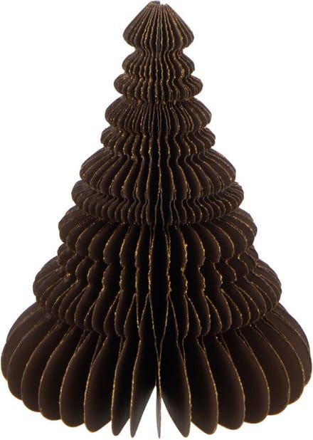 J-Line kersthanger Kerstboom - papier - bruin - small - 2 stuks