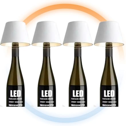 4 Stuks - Oplaadbare Flessenlamp - Tafellamp - Dimbaar - Aluminium - Waterdicht - Wit