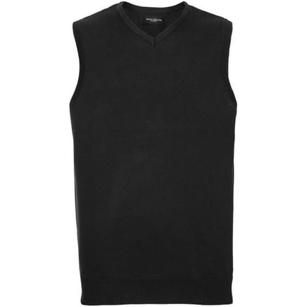 Russell Collection Heren Gebreid V Hals Mouwloos Sweatshirt (Houtskool mergel)