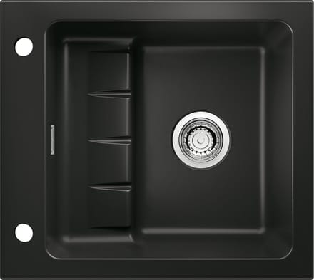 NABER PickUP - Keramische Spoelbak - kleur NERO - met dubbele bodem - met Waste