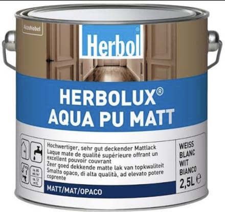 Herbol- Herbolux aqua pu mat - Matte lak - Optimale dekkracht - 2.5 liter