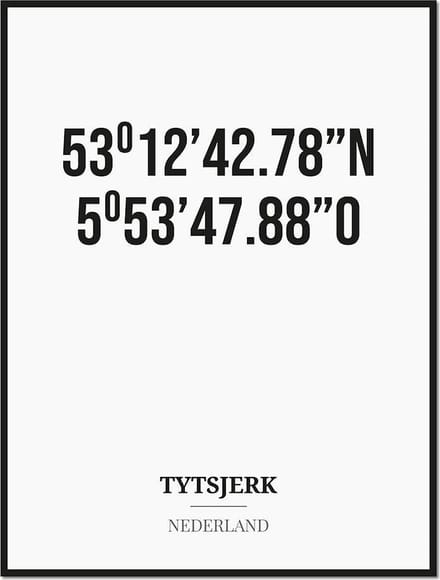 Poster/kaart TYTSJERK met coördinaten