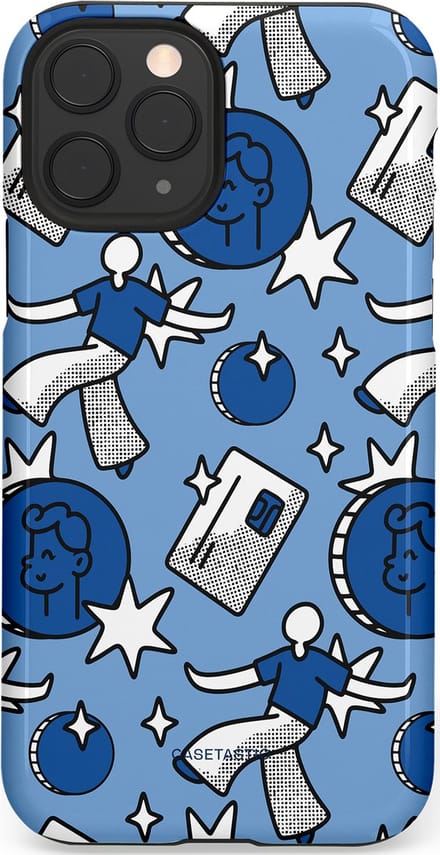 Casetastic hoesje geschikt voor Apple iPhone 11 Pro - Dubbellaagse bescherming - Geldroute - Fashion Case - Lichtblauw Grijs Donkergrijs