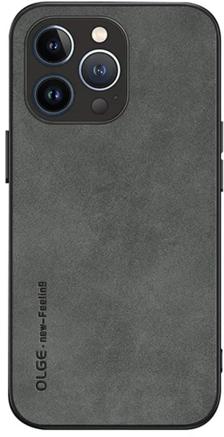Cityhoesje - iPhone 15 Pro Max - Olge -Shockproof - Back Cover - PU Leather Coated - Backcase - Donker Grijs