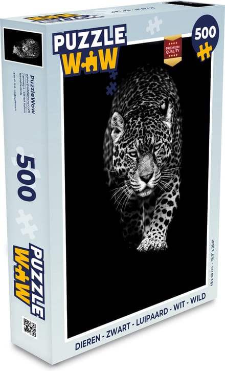 Puzzel Dieren - Zwart - Luipaard - Wit - Wild - Legpuzzel - Puzzel 500 stukjes
