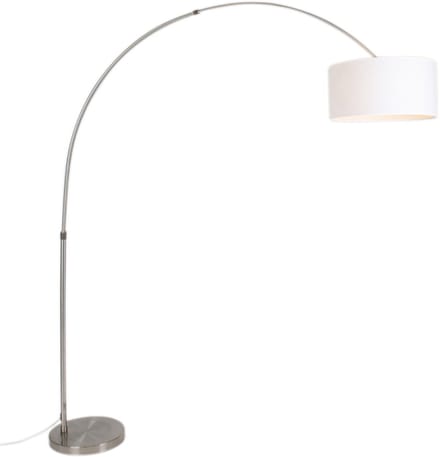 QAZQA Satin - Staande booglamp - 1 lichts - L 1950 mm - Wit