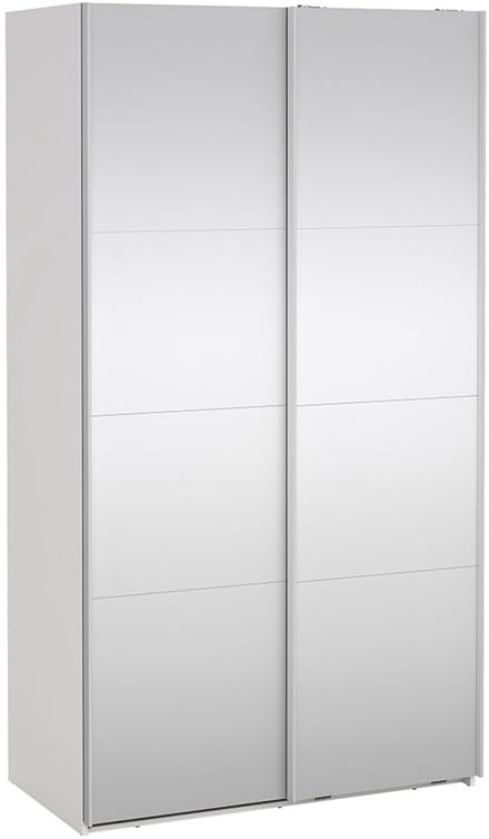 Catania schuifdeurkast 2 deuren met spiegel 120x220cm wit.