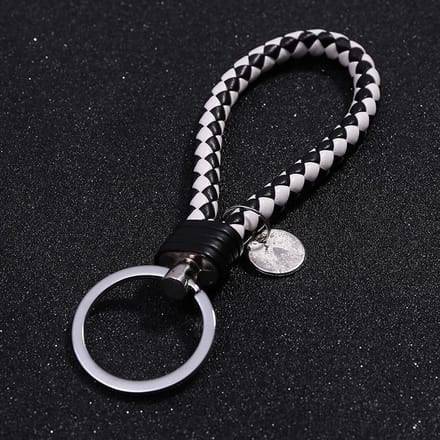 Sleutelhanger Leer - Zwart /Wit