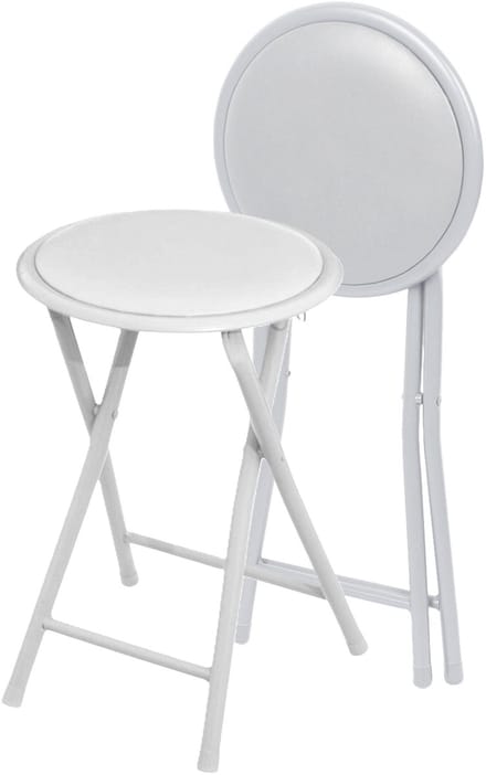 Urban Living Bijzet krukje - 2x - wit - metaal - 30 x 45 cm - inklapbaar - woonaccessoires