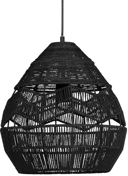 WOOOD Exclusive Adelaide Hanglamp - Papiertouw - Zwart - 27x25x25
