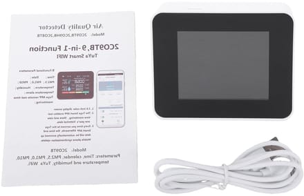 Luchtkwaliteitsmonitor - CO2 PM2.5 meter - Binnenklimaat meten - Realtime LED display - Compact formaat - Wit
