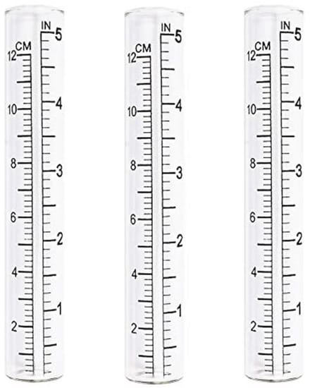 Set van 3 glazen regenmeters voor tuin en boerderij