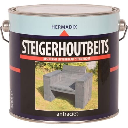 Hermadix Steigerhoutbeits - 2,5 liter - Antraciet