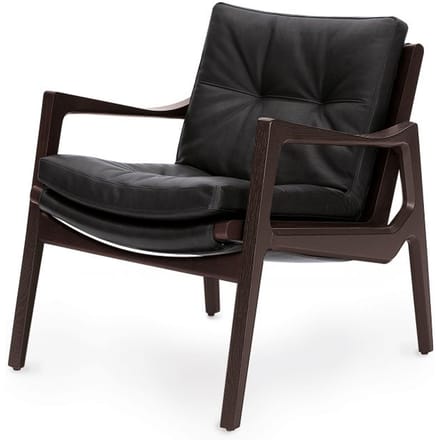 ClassiCon Euvira Lounge Chair - ClassiConEicheBraunGebeizt - Premium leer zwart