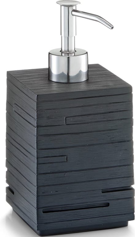 Zeller zeeppompje/zeepdispenser - kunststeen - zwart leisteen - 8 x H16