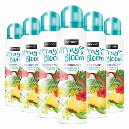 Sence - Deodorant Tropical Joy & Coconut - 6 x 150 ml - Voordeelverpakking