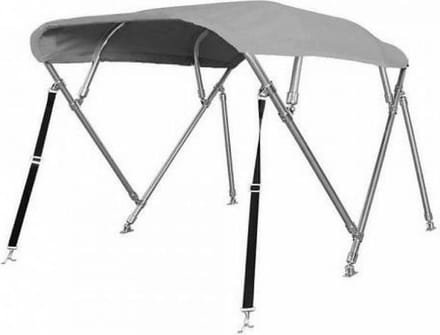 4 Boogs RVS Biminitop Zonnetent GRIJS H117-B246-261 cm