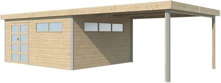 Woodlands Blokhut Kasuko met Overkapping en Dakisolatie 885 x 385 cm