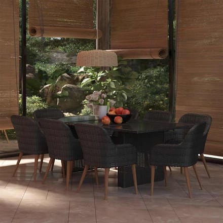 vidaXL - 9-delige - Tuinset - poly - rattan - zwart