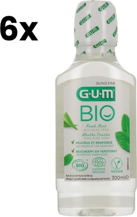 GUM BIO Mondspoelmiddel - 6 x 300 ml - Voordeelverpakking