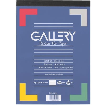 Gallery schrijfblok, ft A5, gelijnd, blok van 100 vel
