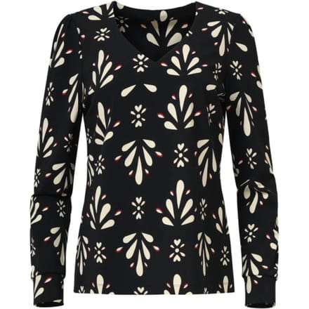 Smashed Lemon Zwart en wit getailleerde top met ornamentaal print in travelkwaliteit |