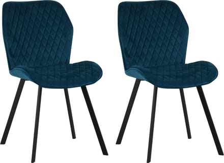 Colenis® - Rio eetkamerstoel - Set Van 2 - Petrol - Fluweel - Velvet - Industrieel - Stoel