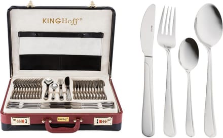 Bestekset - 12 persoons - 72-delig - Luxe Opbergkoffer - 18/10 - Kinghoff 3509