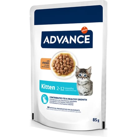 36 x 85 g + 12 x 85 g gratis! Advance natvoer voor katten 48 x 85 g - Kitten Kip