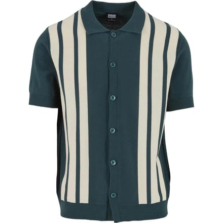 Urban Classics - Knit Retro Overhemd - S - Groen/Creme