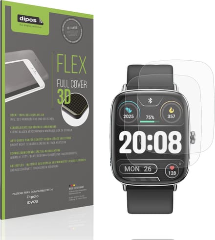 dipos FLEX – 2x Matte Screenprotector geschikt voor Fitpolo IDW28 | Volledige Schermbescherming | Case-Friendly