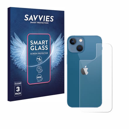 3 Stuks Savvies Screenprotector - geschikt voor Apple iPhone 13 mini (Achterkant) - beschermfolie glas transparant