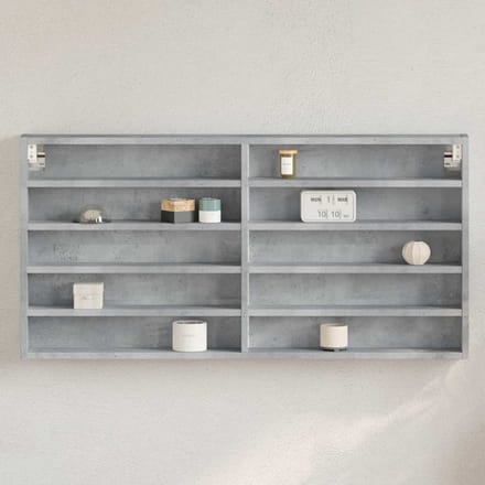 vidaXL - Vitrinekast - 100x8,5x50 - cm - bewerkt - hout - betongrijs