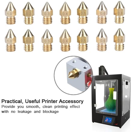 14 pièces 7 tailles de pièces d'imprimante 3D extrudeuse buse en laiton tête d'impression accessoires d'imprimante beige