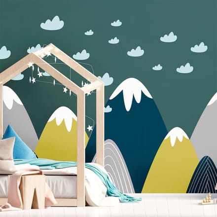 Kinderstickers van Scandinavische bergen, ontwerp van Donka, 110 x 165 cm
