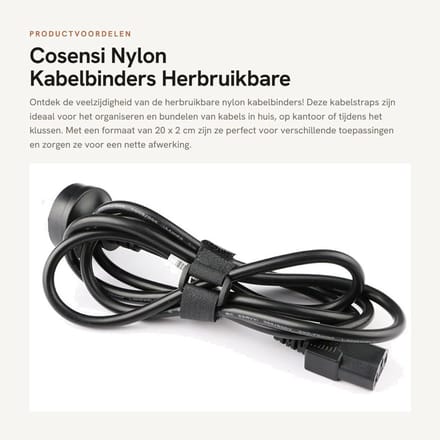 Dailygoods- Kabelbinders Herbruikbaar 20 Stuks - Nylon - 20 X 2 cm - Verstelbaar - Antislip - Multifunctioneel - Lichtgewicht