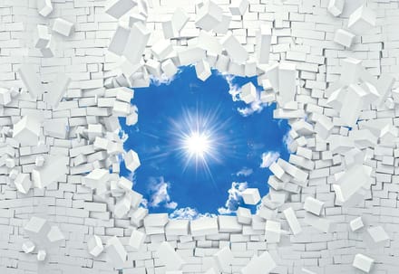 Fotobehang Blue Sky Brick | XL - 208cm x 146cm | 130g/m2 Vlies