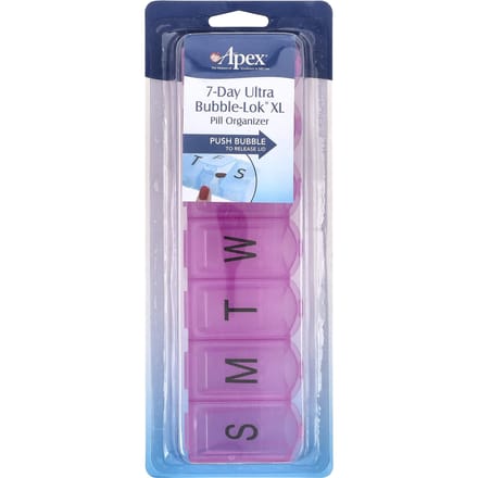 7-Daagse Ultra Bubble-Lock Pillenbox, XL, 1 Pillendoosje pink